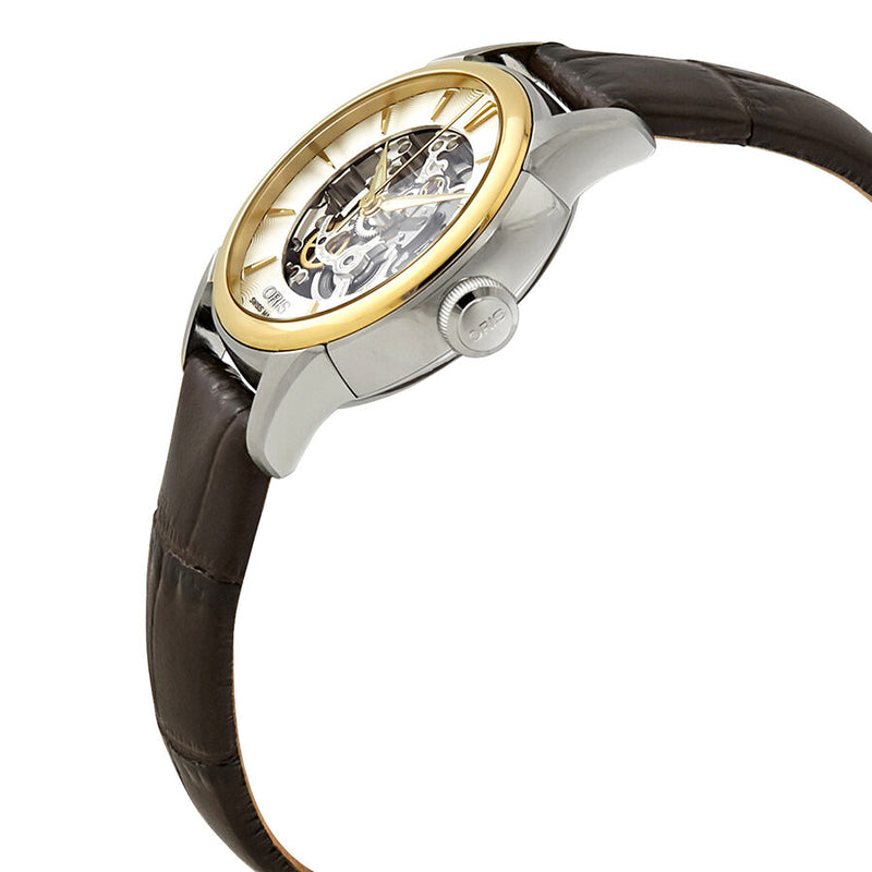 Oris Artelier Silver Skeleton Dial Automatic Ladies Dark Brown Leather Watch #01 560 7687 4351-07 5 14 70FC - Watches of America #2