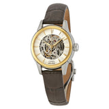 Oris Artelier Silver Skeleton Dial Automatic Ladies Dark Brown Leather Watch #01 560 7687 4351-07 5 14 70FC - Watches of America