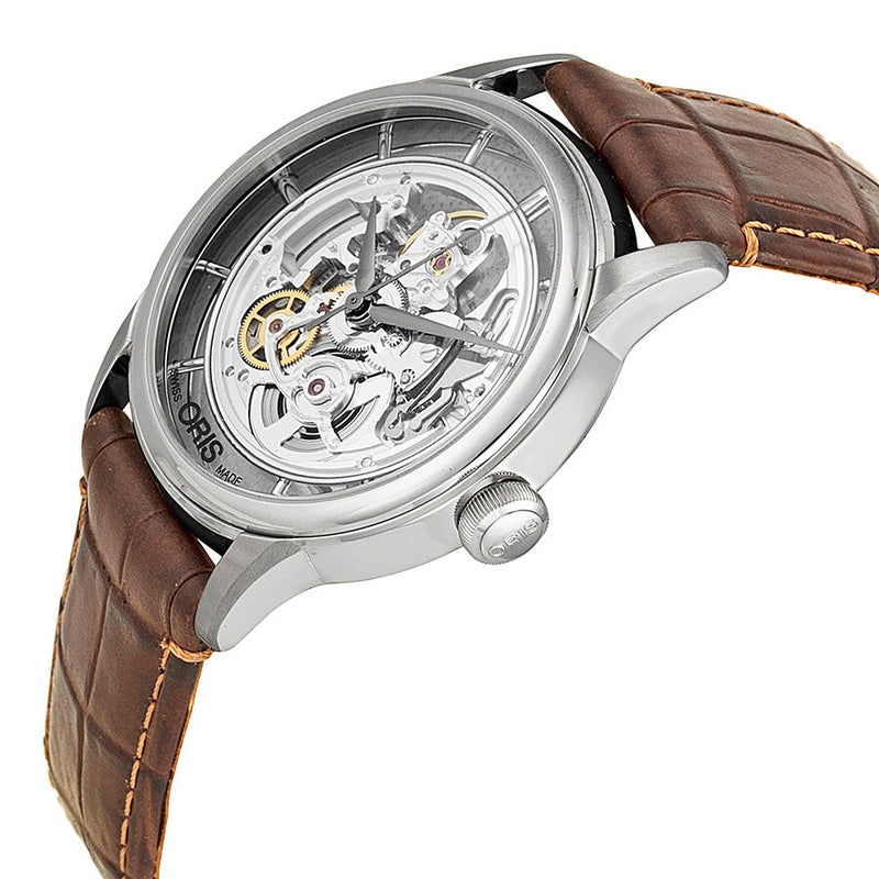 Oris Artelier Skeleton Dial Brown Leather Men s Watch 01 734 7684