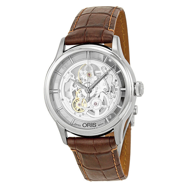 Oris Artelier Skeleton Dial Brown Leather Men s Watch 01 734 7684