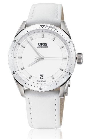 Oris Artix GT Date White Dial White Leather Ladies Watch #01 733 7671 4156-07 5 18 40FC - Watches of America