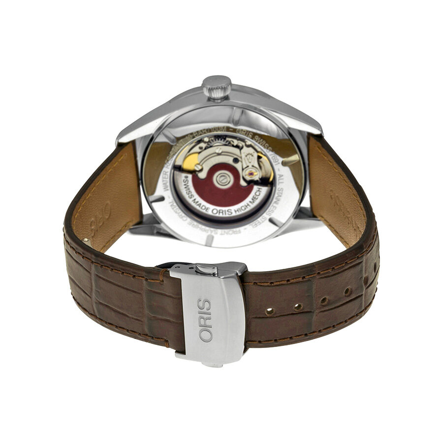 Oris Artix Pointer Day Automatic Silver Dial Brown Leather Men s