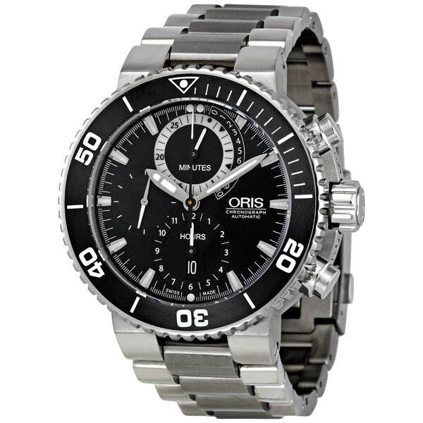 Oris Carlos Coste Black Dial Automatic Chronograph Men's Watch 674-7655-7184-SET#01 674 7655 7184-Set - Watches of America