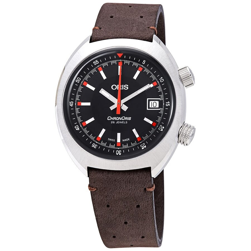 Oris Chronoris Black Dial Automatic Men's Leather Strap #01 733 7737 4054-07 5 19 45 - Watches of America