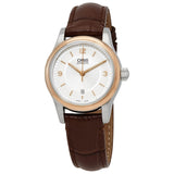 Oris Classic Date Automatic Silver Dial Brown Leather Ladies Watch #01 561 7650 4331-07 5 14 10 - Watches of America