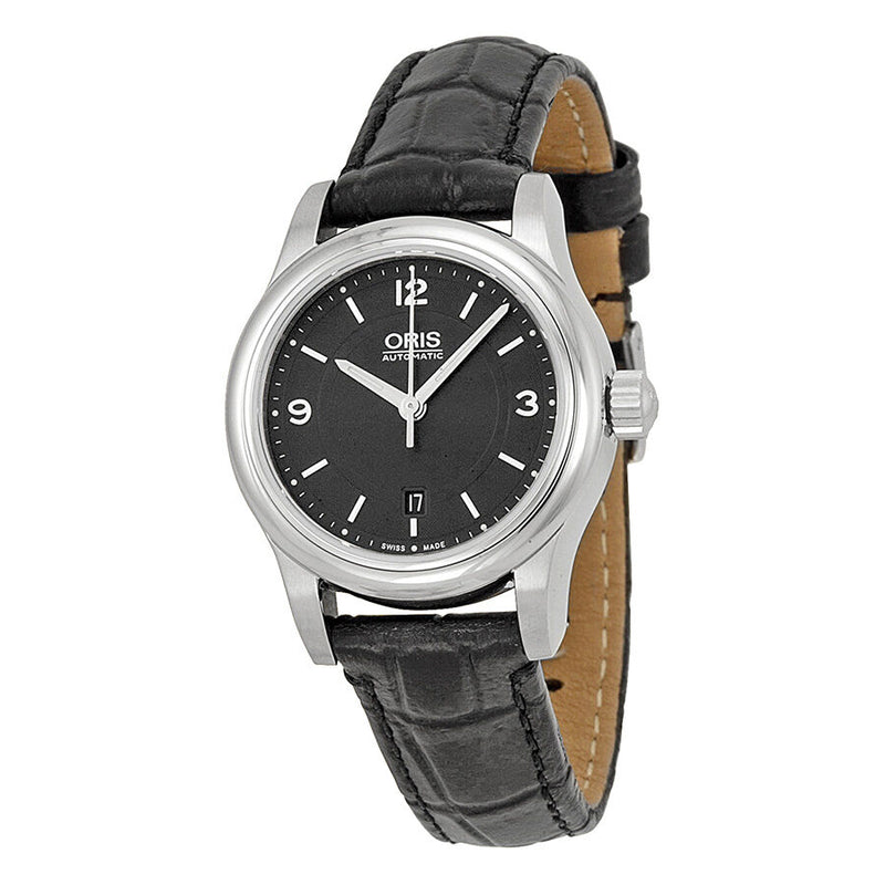 Oris Classic Date Black Dial Black Leather Ladies Watch #01 561 7650 4034-07 5 14 11 - Watches of America