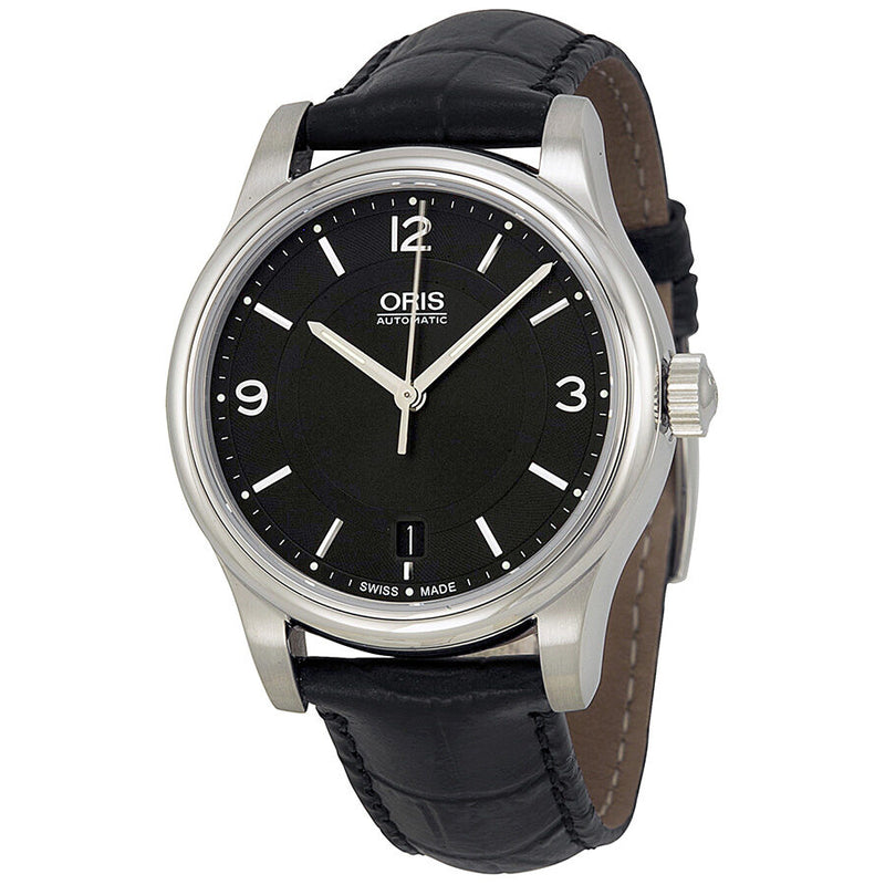Oris Classic Date Black Dial Black Leather Men's Watch #01 733 7578 4034-07 5 18 11 - Watches of America