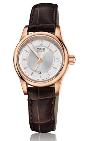 Oris Classic Date Silver Dial Brown Leather Ladies Watch #01 561 7650 4831-07 6 14 10 - Watches of America