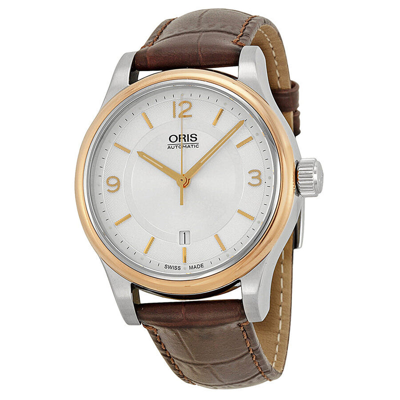 Oris Classic Date Silver Dial Brown Leather Men's Watch 733-7594-4331LS#01 733 7594 4331-07 5 20 12 - Watches of America