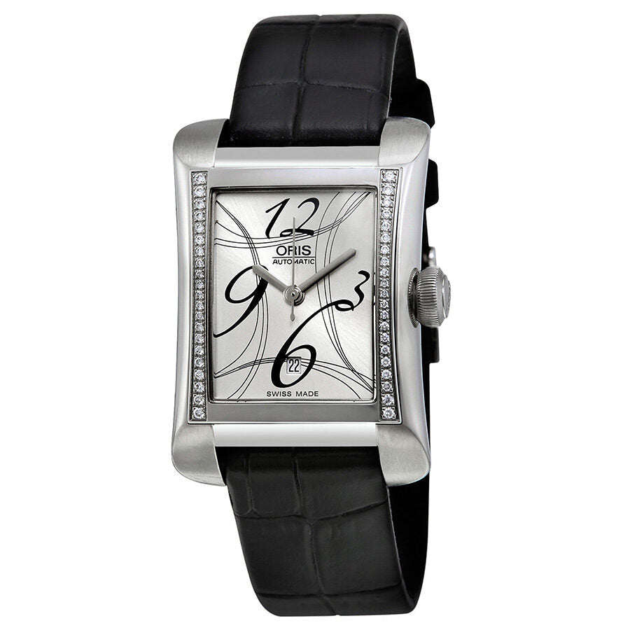 Oris Rectangular Date Automatic Diamond Silver Dial Ladies Watch