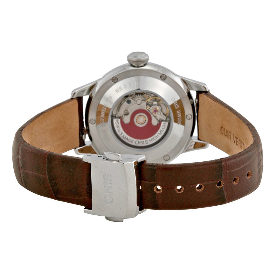 Oris Artelier Date Automatic Silver Dial Brown Leather Ladies