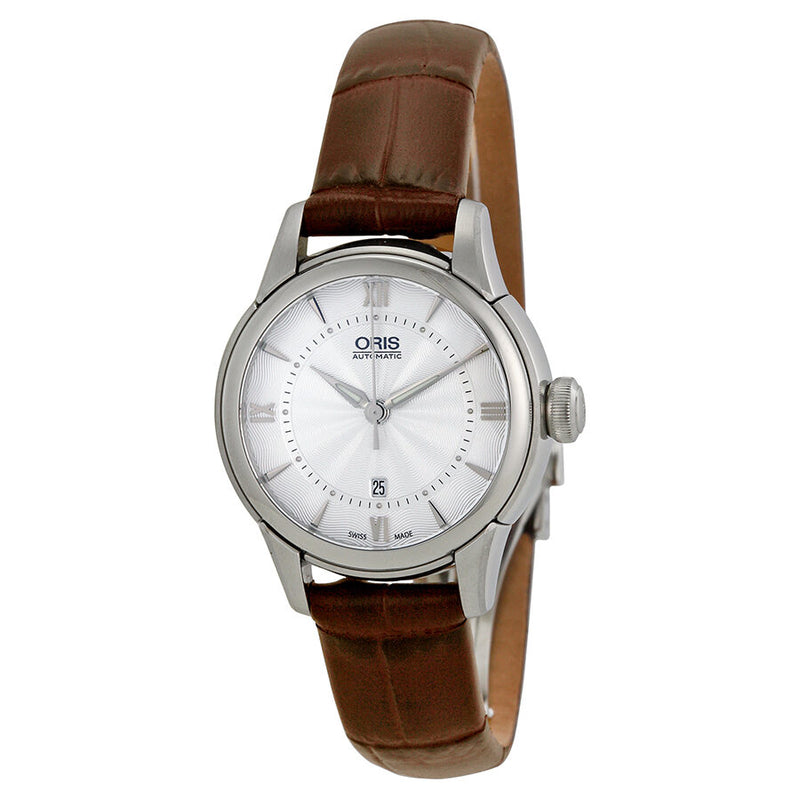 Oris Artelier Date Automatic Silver Dial Brown Leather Ladies Watch 561-7687-4071LS#01 561 7687 4071-07 5 14 70FC - Watches of America