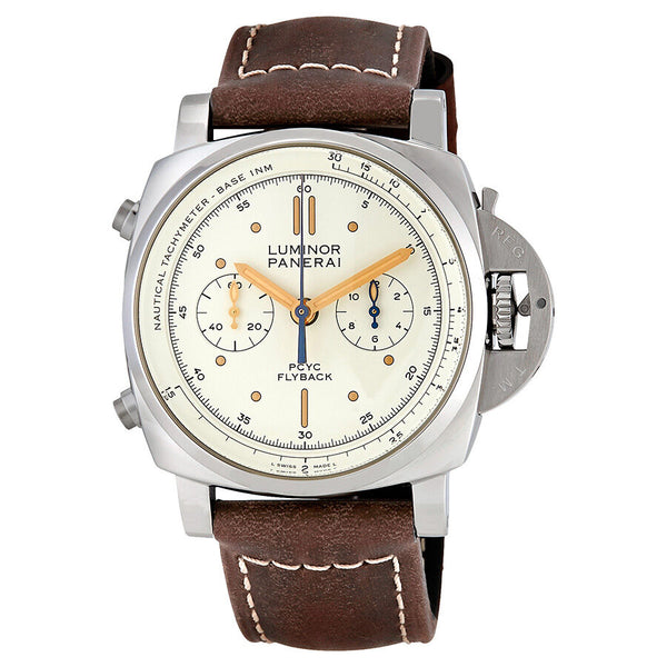 Panerai Luminor 1950 Ivory Flyback Chronograph Automatic Men's Chronograph Watch #PAM00654 - Watches of America