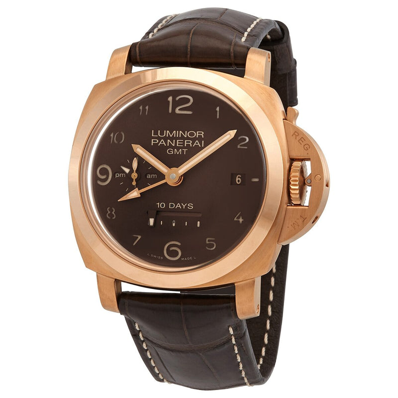 Panerai Luminor GMT 10 Days GMT Brown Dial Men's Watch #PAM00487 - Watches of America