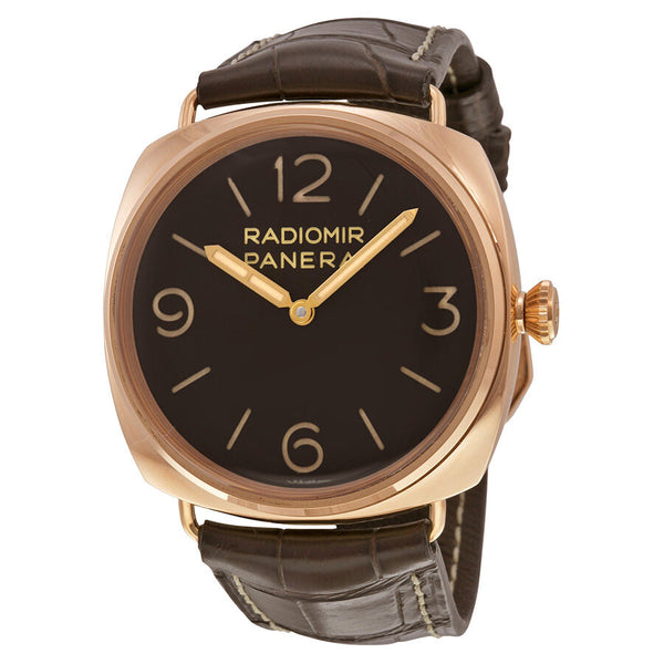 Panerai Radiomir 3 Days Ora Rosa Mechanical Brown Dial Brown Leather Men's Watch #PAM00379 - Watches of America