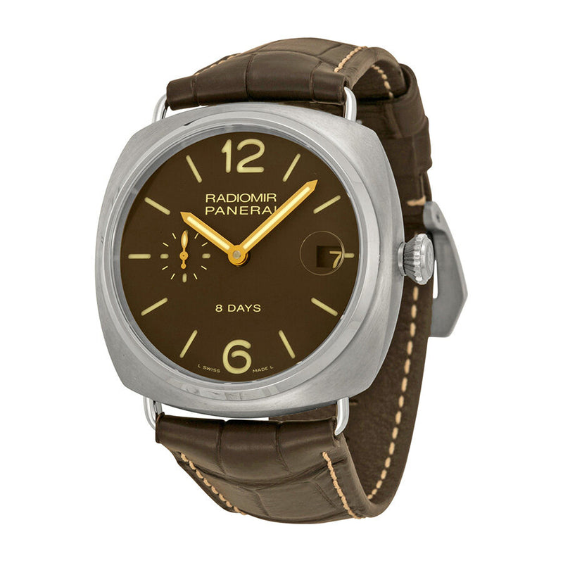 Panerai Radiomir 8 Days Brown Dial Brown Leather Men's Watch #PAM00346 - Watches of America