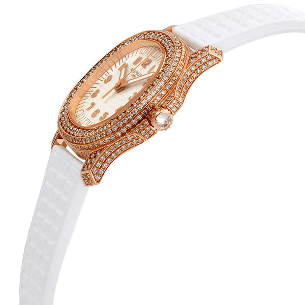 Patek Philippe Aquanaut Luce Embossed White Dial White Rubber Ladies Watch #5069R-001 - Watches of America #2