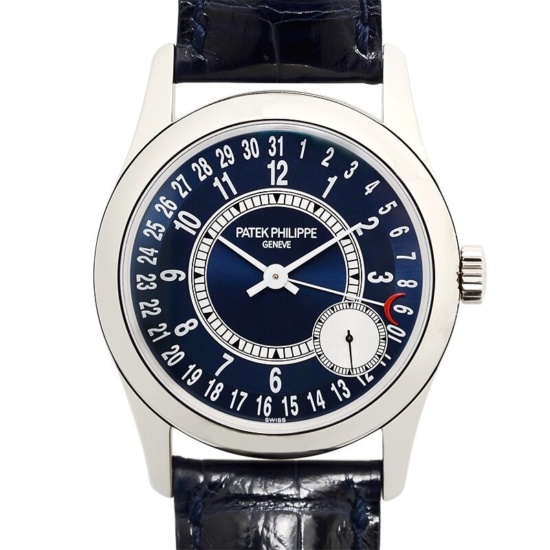 Patek Philippe Calatrava Automatic Blue Dial 18kt White Gold Men's Watch #6000G-012 - Watches of America