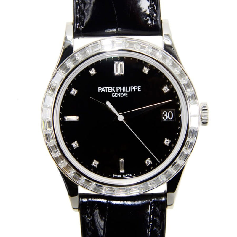 Patek Philippe Calatrava Automatic Diamond Black Dial Unisex Watch #5298P-012 - Watches of America