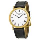 Patek Philippe Calatrava Automatic White Dial Black Leather Men's Watch -001#5120J - Watches of America
