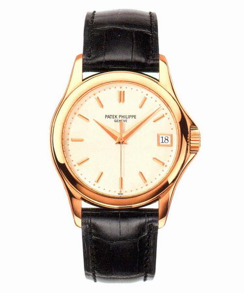 Patek Philippe Calatrava Champagne Dial 18kt Rose Gold Black Leather Men's Watch #5127R-001 - Watches of America