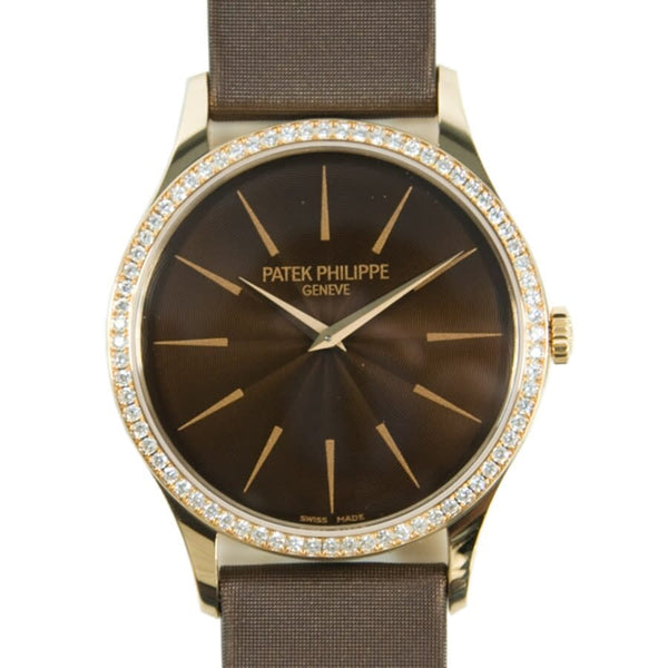 Patek Philippe Calatrava Hand Wind Diamond Brown Dial Ladies Watch #4897R-001 - Watches of America #2