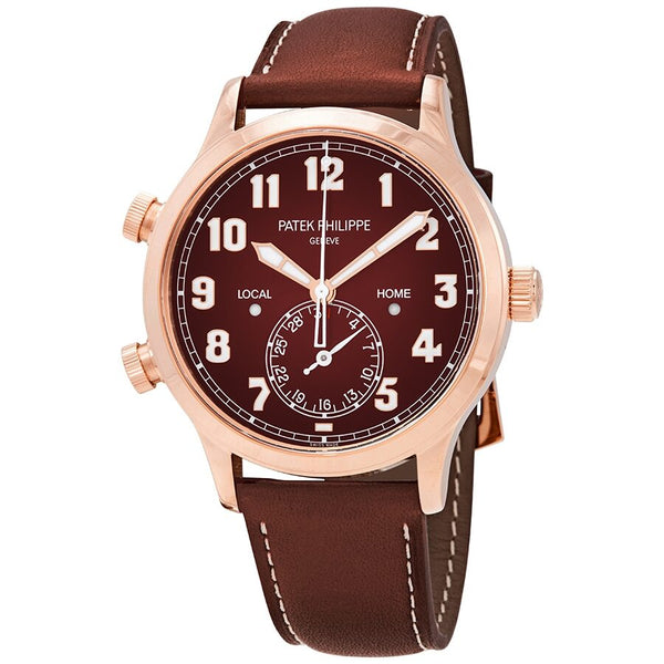 Patek Philippe Calatrava Pilot Travel Time 18kt Rose Gold Automatic Men's Watch #5524R-001 - Watches of America