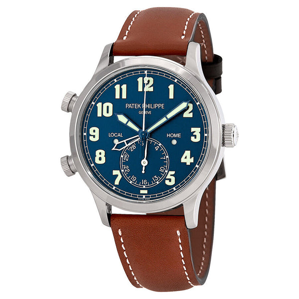 Patek Philippe Calatrava Pilot Travel Time 18kt White Gold Automatic Men's Watch #5524G-001 - Watches of America