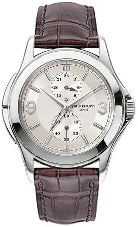 Patek Philippe Calatrava Travel Time 18kt White Gold Men's Watch #5134G - Watches of America