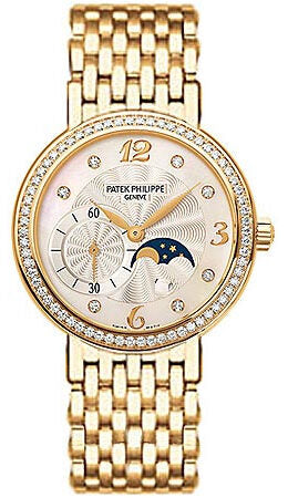 Patek Philippe Complicated 18kt Yellow Gold Moon Phase Diamond Ladies Watch #4958-1J - Watches of America