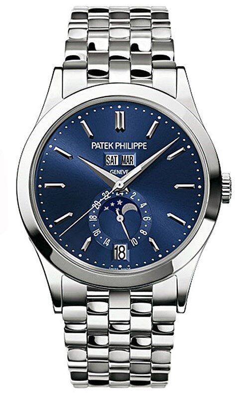 Patek Philippe Complications Blue Dial 18k White Gold Men's Watch #5396-1G - Watches of America