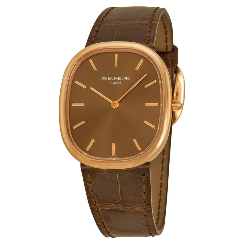 Patek Philippe Golden Ellipse Automatic Brown Dial 18kt Rose Gold Men's Watch /001#3738/100R - Watches of America