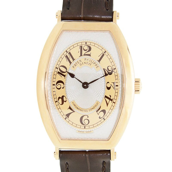 Patek Philippe Gondolo Silver Brown Dial 18kt Rose Gold Brown Leather Men's Watch #5098R - Watches of America