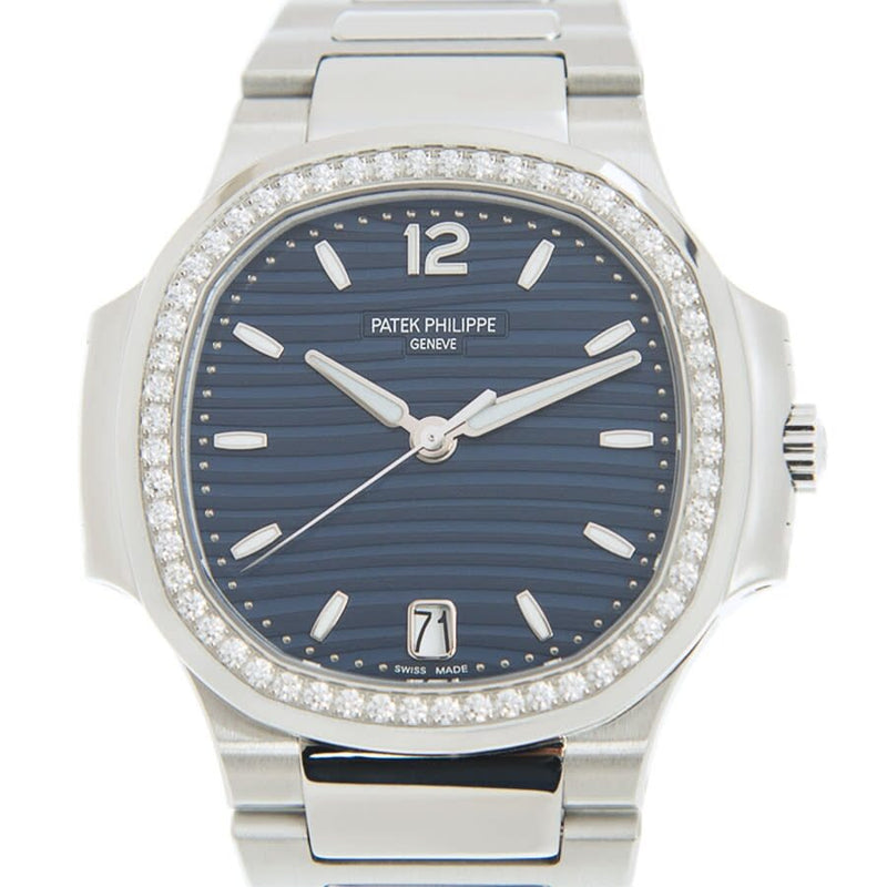 Patek Philippe Nautilus Automatic Blue Opaline Dial Diamond Ladies Watch #7118-1200A-001 - Watches of America