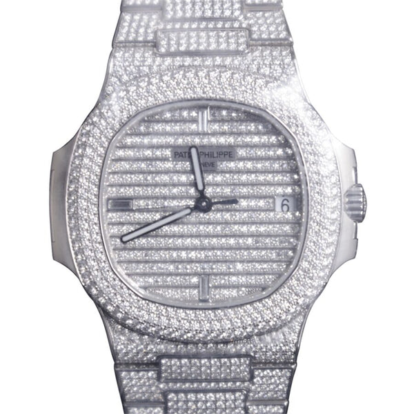 Patek Philippe Nautilus Automatic Diamond Silver Dial Unisex Watch #5719-1G-001 - Watches of America