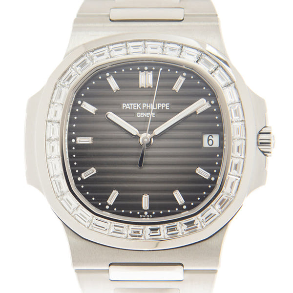 Patek Philippe Nautilus Automatic Platinum Diamond Grey Dial Watch #5711-110P-001 - Watches of America