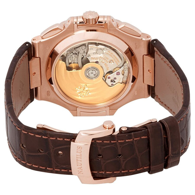 Patek Philippe Nautilus Black-Brown Dial 18kt Rose Gold Case Matt Dark Brown Leather Men's Watch #5980R-001 - Watches of America #3