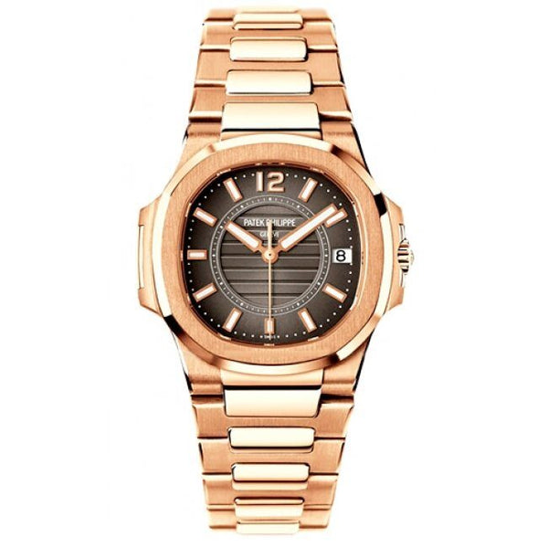 Patek Philippe Nautilus Grey Dial 18k Rose Gold Ladies Watch #7011-1R - Watches of America