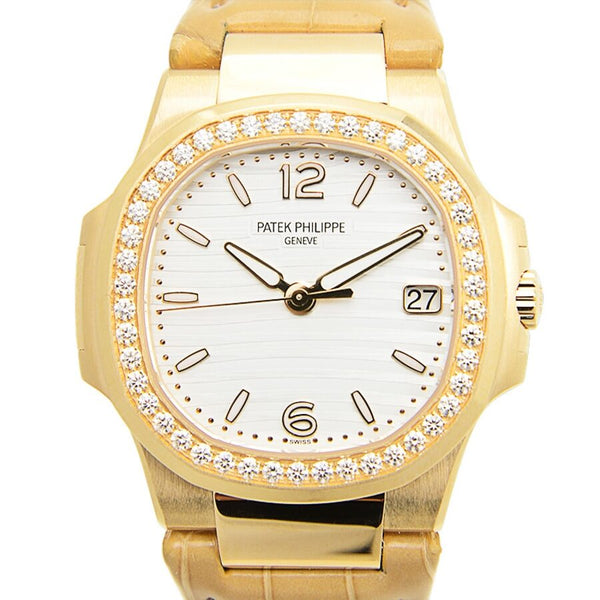 Patek Philippe Nautilus Quartz Diamond White Dial Ladies Watch #7010R-011 - Watches of America