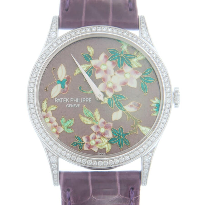 Patek Philippe Rare Handcrafts Diamond Purple Dial Unisex Watch #5077-100G-025 - Watches of America
