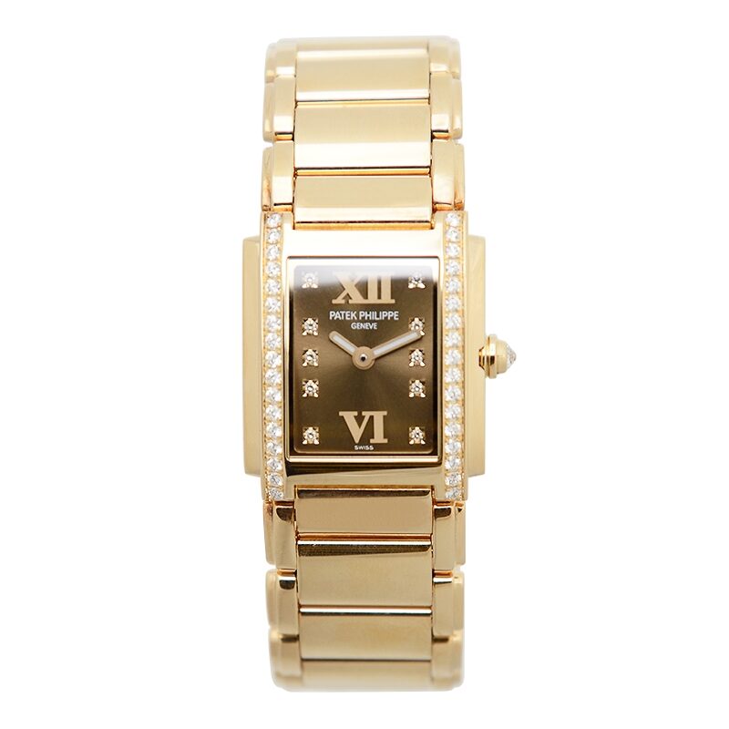 Patek Philippe Twenty-4 18kt Rose Gold Diamond Chocolate Dial Ladies Watch 4908-11R#4908-11R-010 - Watches of America