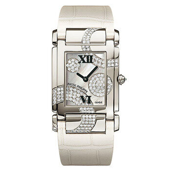 Patek Philippe Twenty~4 Mother of Pearl Dial Leather Ladies Watch #4914G-001 - Watches of America