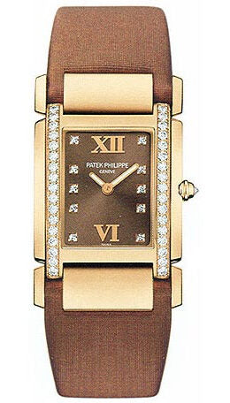 Patek Philippe Twenty-4 Quartz Diamond Brown Dial Ladies Watch #4920R-BROWN - Watches of America