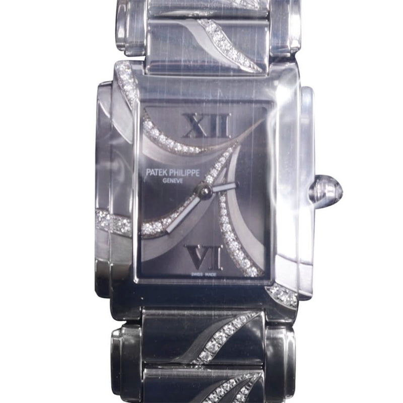 Patek Philippe Twenty~4 Hand Engraved Diamond Case and Bracelet Grey Dial Ladies Watch #4910-53G-001 - Watches of America #2