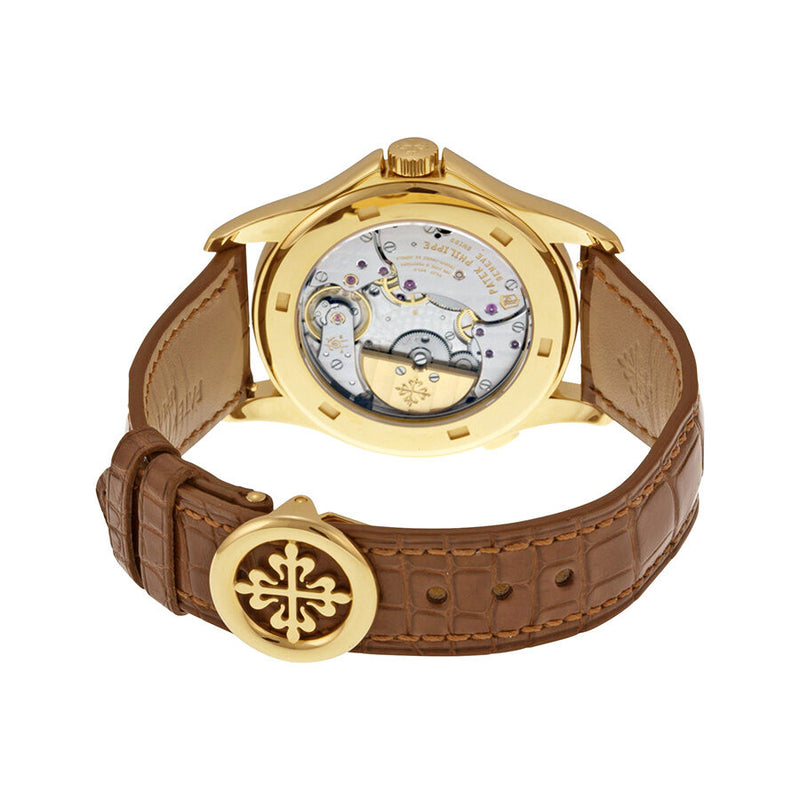 Patek Philippe World Time Silver Dial 18kt Yellow Gold Brown Leather Men's Watch #5130J - Watches of America #3