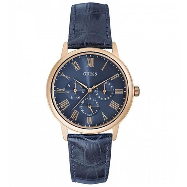 Guess watch blue leather strap shop