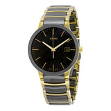 Rado Centrix Black Dial Gold PVD Black Ceramic Men's Watch #R30929152 - Watches of America