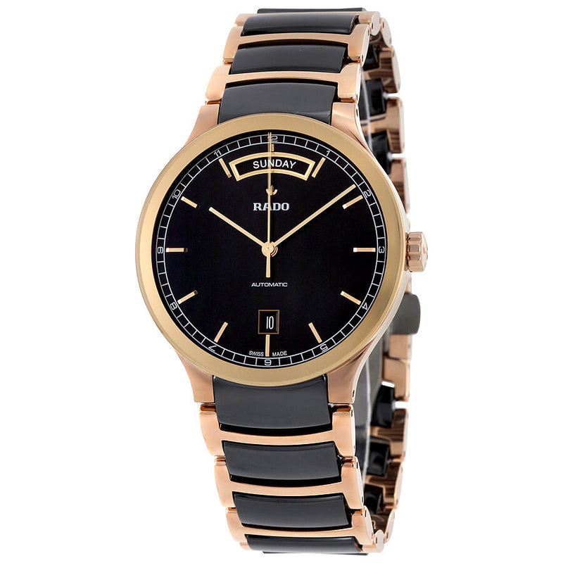 Rado Centrix Black Dial Rose Gold PVD and Ceramic Automatic Men's Watch #R30158172 - Watches of America