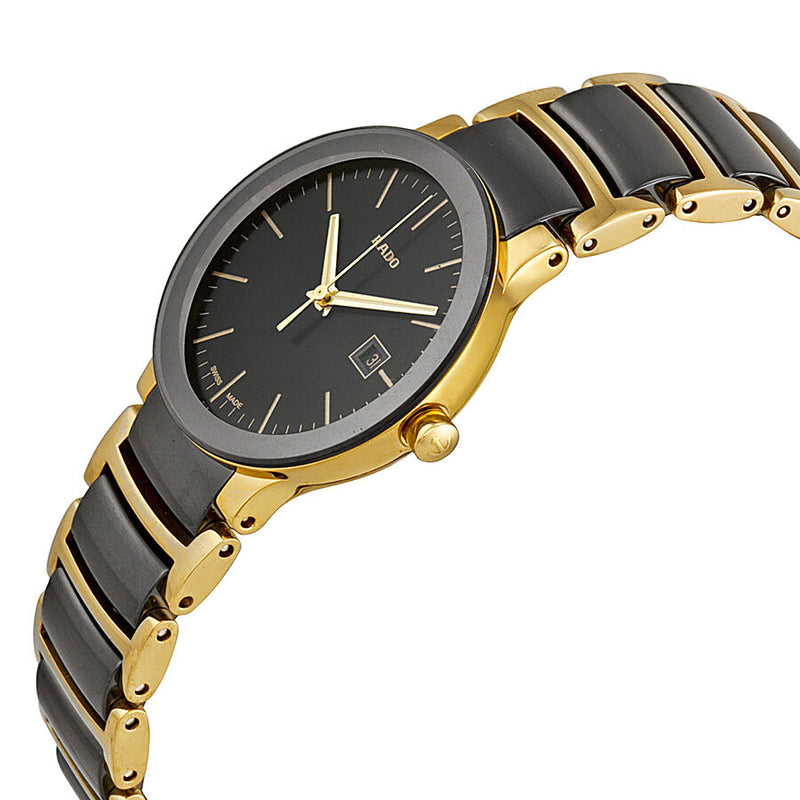 Rado Centrix Black Dial Yellow Gold PVD Black Ceramic Ladies Watch #R30930152 - Watches of America #2