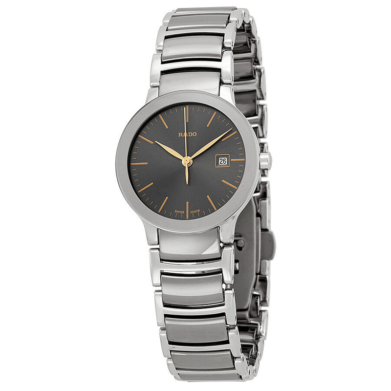 Rado Centrix Grey Dial Stainless Steel and Ceramic Ladies Watch #R30928132 - Watches of America